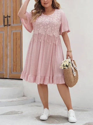 Seraphina - Casual Kleid - Rüschen Saum - Kleider - Rosa - Müller Mode