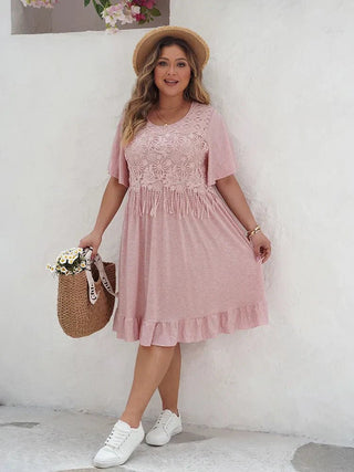 Seraphina - Casual Kleid - Rüschen Saum - Kleider - Rosa - Müller Mode