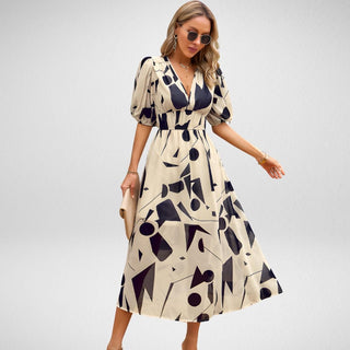 Serena - Kleid - Abstrakte Muster - Kleider - Beige - Müller Mode