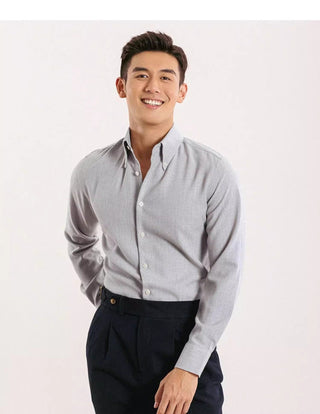 Serge Button - Down - Hemd mit klassischem Schnitt - Hemden - Blau - Grau - Müller Mode