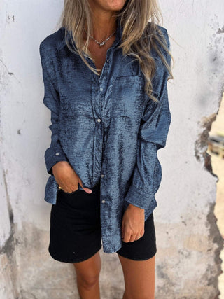 Sofie - Metallic - Bluse - Glitzerbluse - Bluse - Blau - Müller Mode