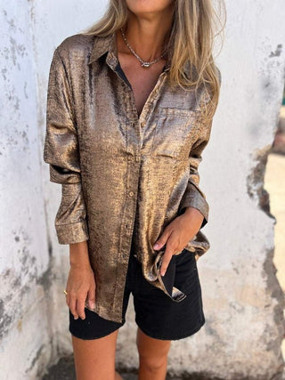 Sofie - Metallic - Bluse - Glitzerbluse - Bluse - Gold - Müller Mode