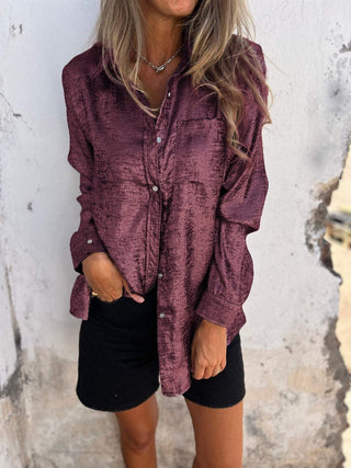 Sofie - Metallic - Bluse - Glitzerbluse - Bluse - Rot - Müller Mode
