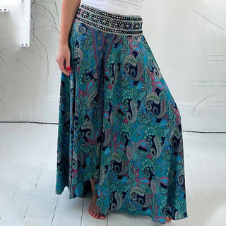 Tabea - Ethnische Paisley Print Maxi - Hose - Bohemian - Stoffhosen - Grün - Müller Mode