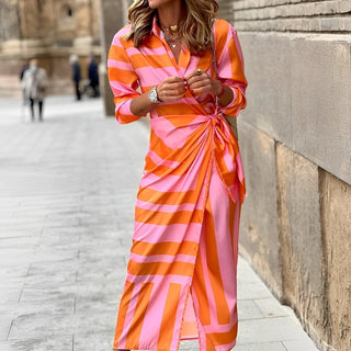 Tessa - Lange Kleid - Mehrfarbig - Kleider - Orange - Müller Mode