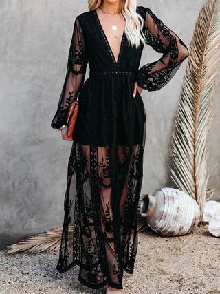 Tilda - Maxi - Kleid - Bohemian Spitze - Kleider - Schwarz - Müller Mode
