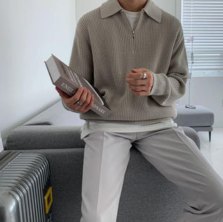 Tobias - Strickpulli - Reißverschlusskragen - Strickwaren - Grau - Müller Mode