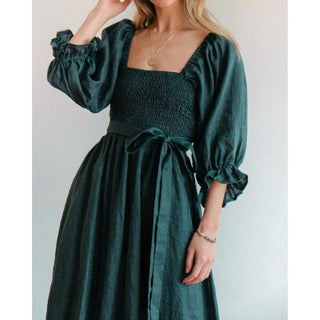 Trinity - Kleid - Rüschenärmel - Kleider - Dunkelgrün - Müller Mode