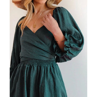 Trinity - Kleid - Rüschenärmel - Kleider - Dunkelgrün - Müller Mode