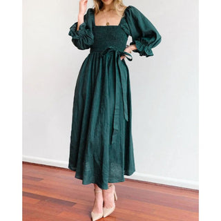 Trinity - Kleid - Rüschenärmel - Kleider - Dunkelgrün - Müller Mode