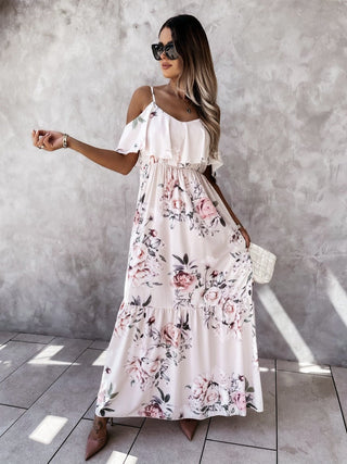 Ute Schulterfreies Maxikleid mit Blumenmuster - Kleider - Rosa - Müller Mode