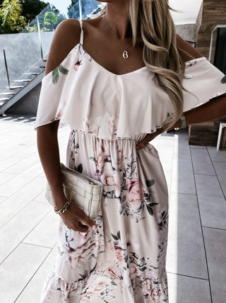 Ute Schulterfreies Maxikleid mit Blumenmuster - Kleider - Rosa - Müller Mode