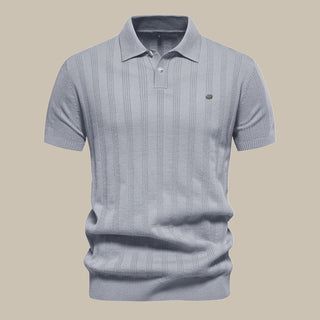 Valentin Strick - Poloshirt mit Knopfleiste - Polos - Grau - Müller Mode