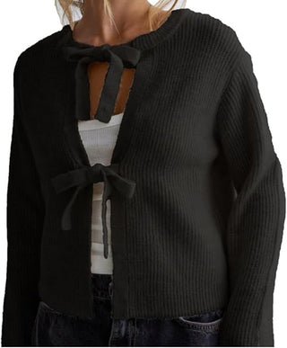 Vernice - Strick - Cardigan - Mit Doppelschleifen - Verschluss - Strickwaren - Schwarz - Müller Mode