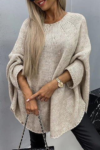 Vida - Bequemer Strickpullover mit Rundhalsausschnitt - Strickwaren - Beige - Müller Mode