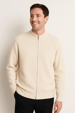 William Strickjacke mit Reißverschluss - Strickwaren - Beige - Müller Mode