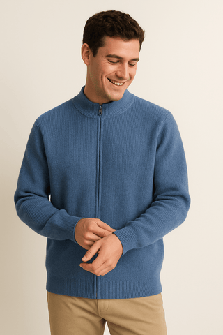 William Strickjacke mit Reißverschluss - Strickwaren - Blau - Müller Mode