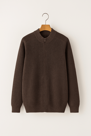 William Strickjacke mit Reißverschluss - Strickwaren - Braun - Müller Mode