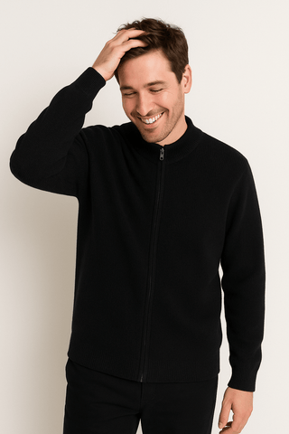 William Strickjacke mit Reißverschluss - Strickwaren - Schwarz - Müller Mode