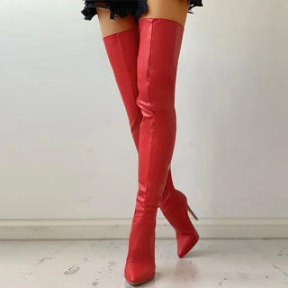 Yassi - Oberschenkelhohe Fashion - Stiefel - Stiletto - Absatz - Stiefel - Rot - Müller Mode