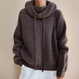 Ylliana - Strick - Hoodie - Gemütlicher Rollkragen - Strickwaren - Braun - Müller Mode