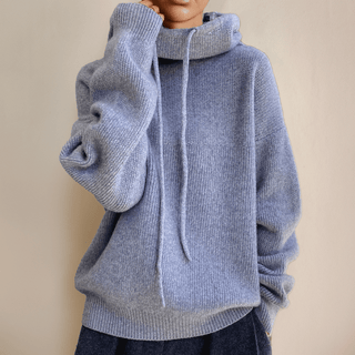 Ylliana - Strick - Hoodie - Gemütlicher Rollkragen - Strickwaren - Grau - Blau - Müller Mode