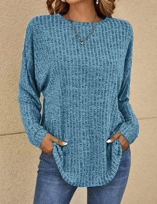 Ylva - Langärmeliger Freizeitpullover - Strickwaren - Blau - Müller Mode