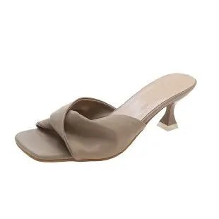 Zaida - Lässige Absatzsandalen - Gedrehter Riemen - Pumps - Grau - Müller Mode