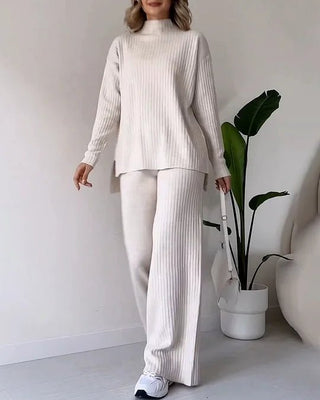 Zainab - Pullover & Hosen Set - Gerippter Stil - Sets - Aprikose - Müller Mode