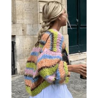 Zarela Bunt Gestrickte Strickjacke - Strickwaren - Grün - Müller Mode