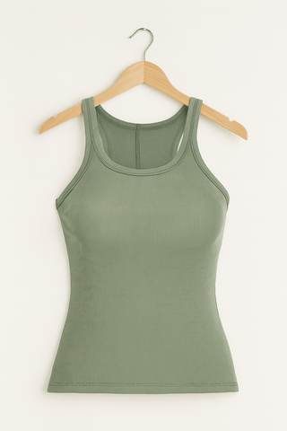 Zinaida Tanktop Gerippt - Tops - Grün - Müller Mode