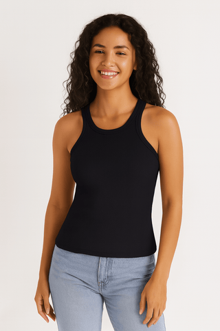 Zinaida Tanktop Gerippt - Tops - Schwarz - Müller Mode
